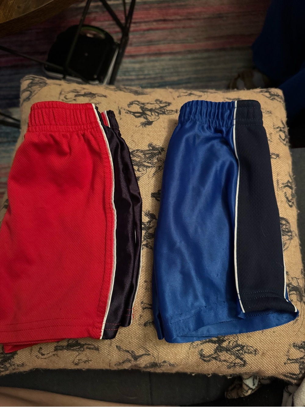 The Children's Place 12-18 Months Red/Blue Mesh Athletic Shorts Elastic Waist